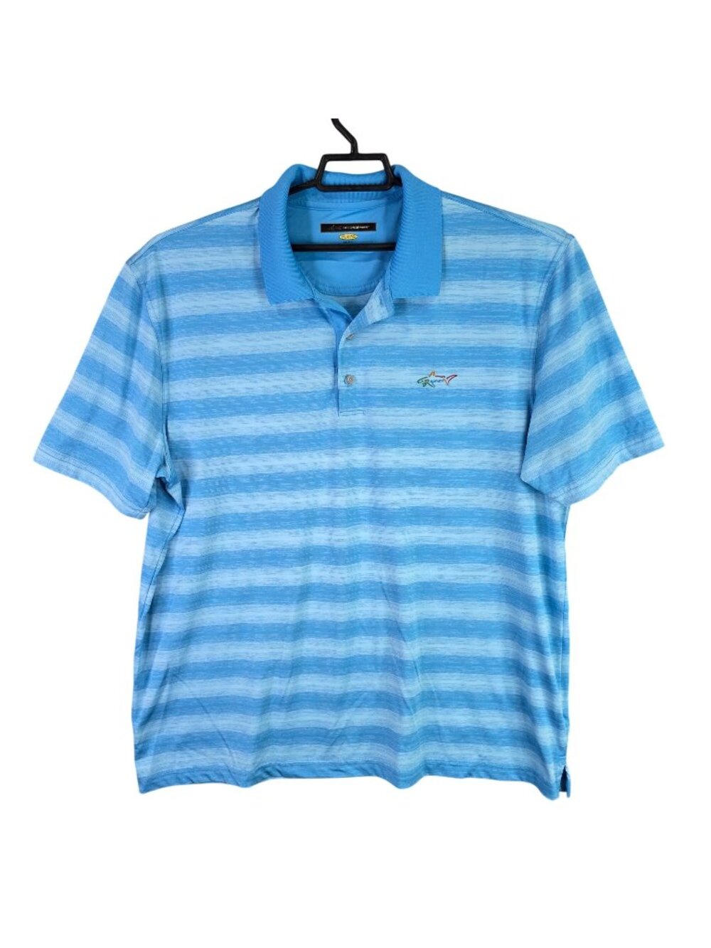 Mens Greg Norman Play Dry Blue Striped Golf Polo Shirt Short Sleeve Size XXL